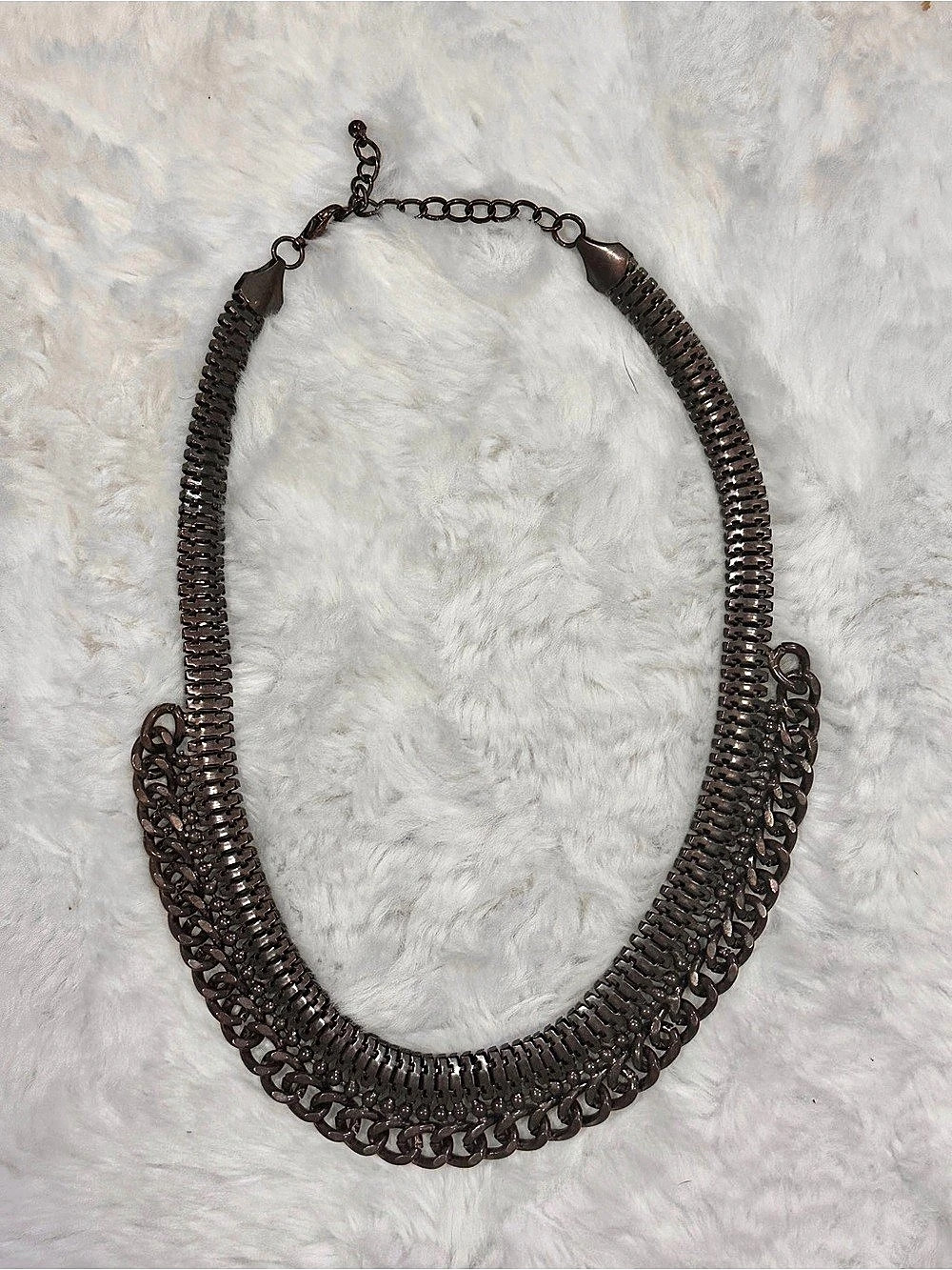 Vintage Copper Toned Chain-link Necklace For Layering